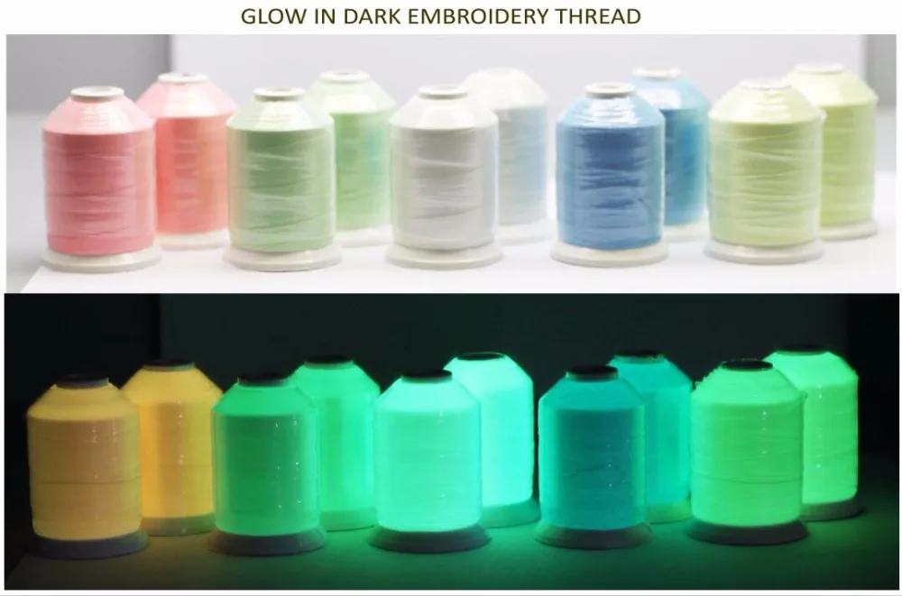 Description Picture 2 of itemSimthread Glow In the Dark Machine Sewing Embroidery Thread 1000Y Each Spool, 6 Popular Colors Optional