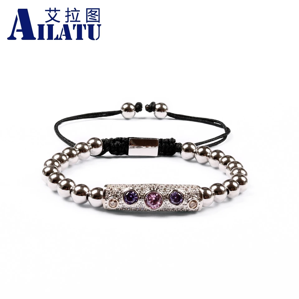 Ailatu 6mm Advanced Plated Round Beads with Micro Pave Versicolor Cz Balls Crooked Column Bracelets for Unisex
Ailatu 6mm Advanced Plated Round Beads with Micro Pave Versicolor Cz Balls Crooked Column Bracelets for Unisex