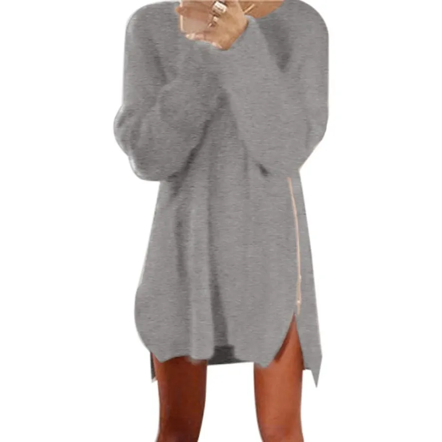 Vetement femme 2018 Autumn Winter Women Side Zip Knitted Cardigans Baggy Sweater Jumper Tops Dress Casual ladies solid dresses
Vetement femme 2018 Autumn Winter Women Side Zip Knitted Cardigans Baggy Sweater Jumper Tops Dress Casual ladies solid dresses