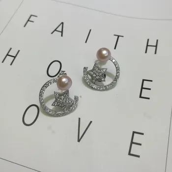 HRina Purple Color Real Natural Freshwater Pearl Earrings S925 Sterling Sliver Star Moon Stud Earrings With Crystal Jewelry
HRina Purple Color Real Natural Freshwater Pearl Earrings S925 Sterling Sliver Star Moon Stud Earrings With Crystal Jewelry