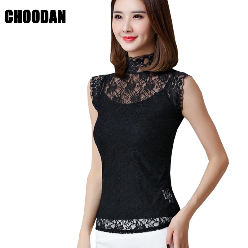 Lace Blouse Shirt Sleeveless Two Pieces Set Elegant Turtleneck Summer Fashion 2018 Trasparent White/Black Shirts Women Clothing
Lace Blouse Shirt Sleeveless Two Pieces Set Elegant Turtleneck Summer Fashion 2018 Trasparent White/Black Shirts Women Clothing