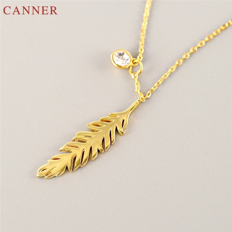 Gold Color CZ Crystal Feather Pendant Necklace for Women 925 Sterling Silver Zircon Necklace Jewelry Gifts collier femme C35
Gold Color CZ Crystal Feather Pendant Necklace for Women 925 Sterling Silver Zircon Necklace Jewelry Gifts collier femme C35