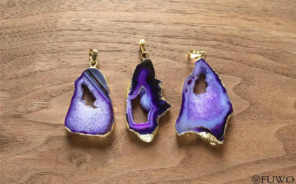 Purple Agate Slice Pendant 9