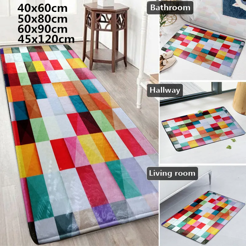 3 Size Modern Style Multi-Color Grid Anti-slip Door Mats 3D Printing Kitchen & Living Room Carpets Bathroom Rugs for Home Decor
3 Size Modern Style Multi-Color Grid Anti-slip Door Mats 3D Printing Kitchen & Living Room Carpets Bathroom Rugs for Home Decor