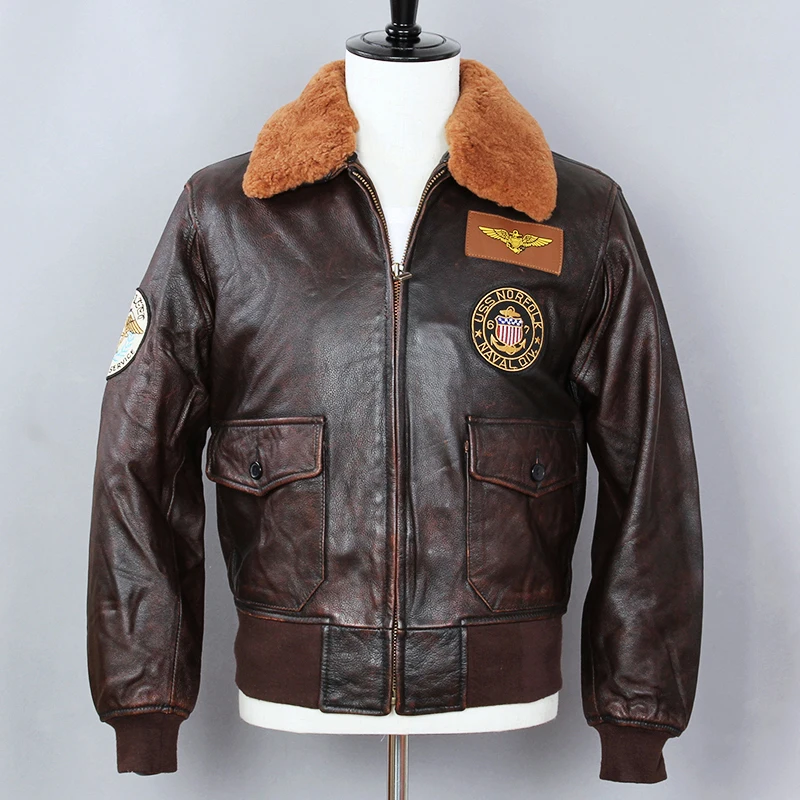 2019 Air Force Flight Jacket Genuine Leather Jacket Men Fur Collar Cowhide Bomber Jacket Brown Slim Fit Winter Coat Male
2019 Air Force Flight Jacket Genuine Leather Jacket Men Fur Collar Cowhide Bomber Jacket Brown Slim Fit Winter Coat Male
