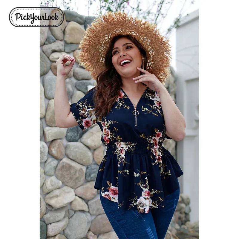 PickyourLook Femme Zip Deep V Neck Sexy Floral Blouse Women Bohemia Casual Ruffle Hem Shirts Printed Flower Short Sleeves Blouse
PickyourLook Femme Zip Deep V Neck Sexy Floral Blouse Women Bohemia Casual Ruffle Hem Shirts Printed Flower Short Sleeves Blouse