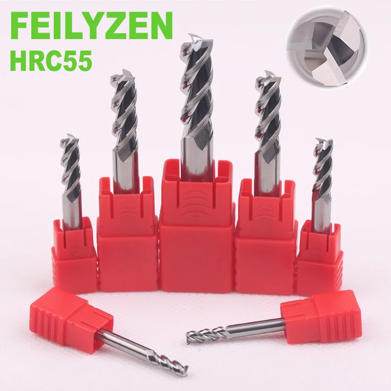 FEILYZEN Solid Carbide Flat End Mill For Aluminum 3 Flutes Tungsten Steel CNC Milling Cutter CNC Router Bits HRC55
FEILYZEN Solid Carbide Flat End Mill For Aluminum 3 Flutes Tungsten Steel CNC Milling Cutter CNC Router Bits HRC55