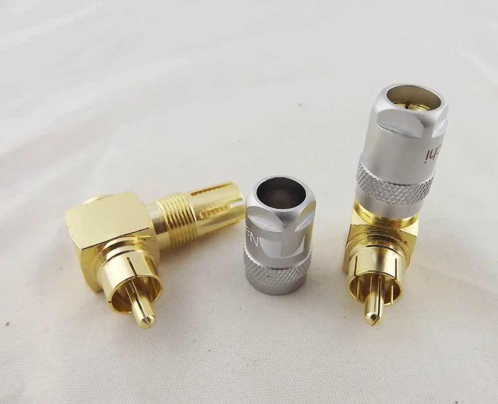 1pair Gold Nakamichi Copper Right Angled RCA Male Plug Solderless Audio Connector
1pair Gold Nakamichi Copper Right Angled RCA Male Plug Solderless Audio Connector