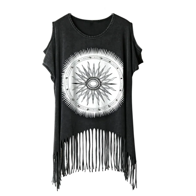 PUNK ROCK RIVET summer new fashion t shirt off the shoulder tops for women tassel cotton t-shirt Casual Women's clothing
PUNK ROCK RIVET summer new fashion t shirt off the shoulder tops for women tassel cotton t-shirt Casual Women's clothing