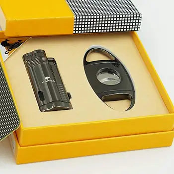 NEW COHIBA Cigar Lighter Cutter Set 3 Torch Jet Flame With Punch Black Chrome Grey
NEW COHIBA Cigar Lighter Cutter Set 3 Torch Jet Flame With Punch Black Chrome Grey