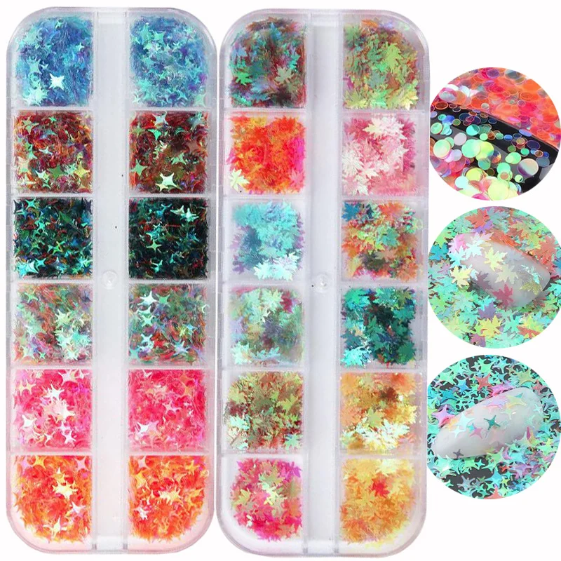 12 Colors Holographic Nail Glitters Sequins Iridescent Leaf Star Mermaid Glitter Festival Decorations for Resin Design, Nail Art
12 Colors Holographic Nail Glitters Sequins Iridescent Leaf Star Mermaid Glitter Festival Decorations for Resin Design, Nail Art