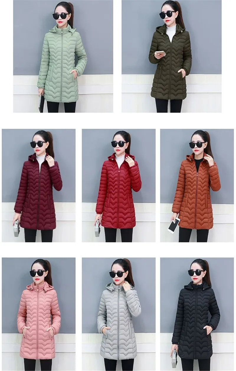 New light Thin Down cotton Jacket Women Autumn Winter loose Warm Cotton Jackets Plus size Womens Casual Hooded Parkas 6XL F748