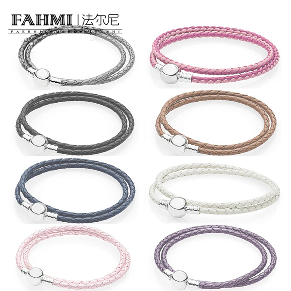 FAHMI 100% 925 Sterling Silver Fashion Lovers Leather Double Loop Bracelet (Multi Color Choice) DIY Gift Jewelry Factory Direct
FAHMI 100% 925 Sterling Silver Fashion Lovers Leather Double Loop Bracelet (Multi Color Choice) DIY Gift Jewelry Factory Direct