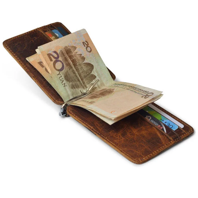 

Vintage Solid Mens Money Clip leather bill clip mens wallets Boyfriend gift