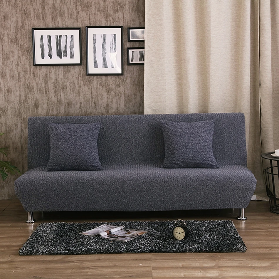 Image Universal stretch Armless couch sofa covers for living room 100% polyester knitted fabric sofa bed covers anti dirty slipcovers