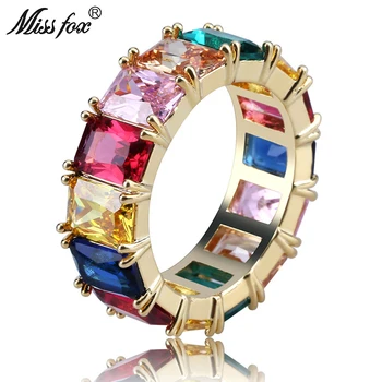 MISSFOX Hip Hop Rainbow Men Ring Big Colored Square Cubic Zirconia Micro Pave Dainty Ring 18k Gold Fashion Casual Gifts Bijoux
MISSFOX Hip Hop Rainbow Men Ring Big Colored Square Cubic Zirconia Micro Pave Dainty Ring 18k Gold Fashion Casual Gifts Bijoux
