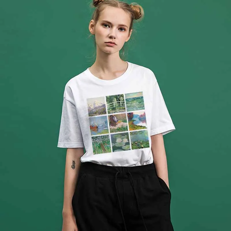 Vintage Monet art Oil Painting Women T-Shirt Summer Fashion Soft Grunge Aesthetic Printed O-Neck Cool Harajuk Chic Causal Tops
Vintage Monet art Oil Painting Women T-Shirt Summer Fashion Soft Grunge Aesthetic Printed O-Neck Cool Harajuk Chic Causal Tops