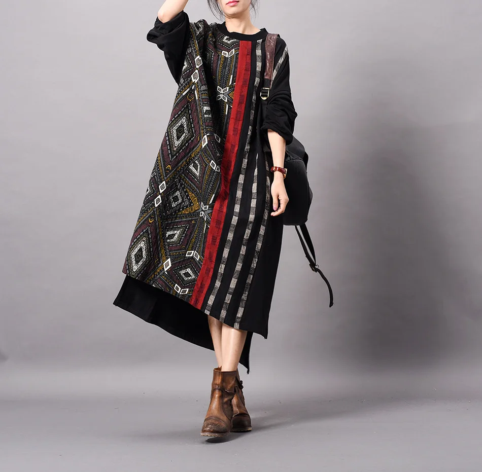 Women Casual Patchwork Plus Size Robe Dress Ladies Irregular Length Print Loose Dresses Female Bat Sleeve Dress 2019 Spring
Women Casual Patchwork Plus Size Robe Dress Ladies Irregular Length Print Loose Dresses Female Bat Sleeve Dress 2019 Spring