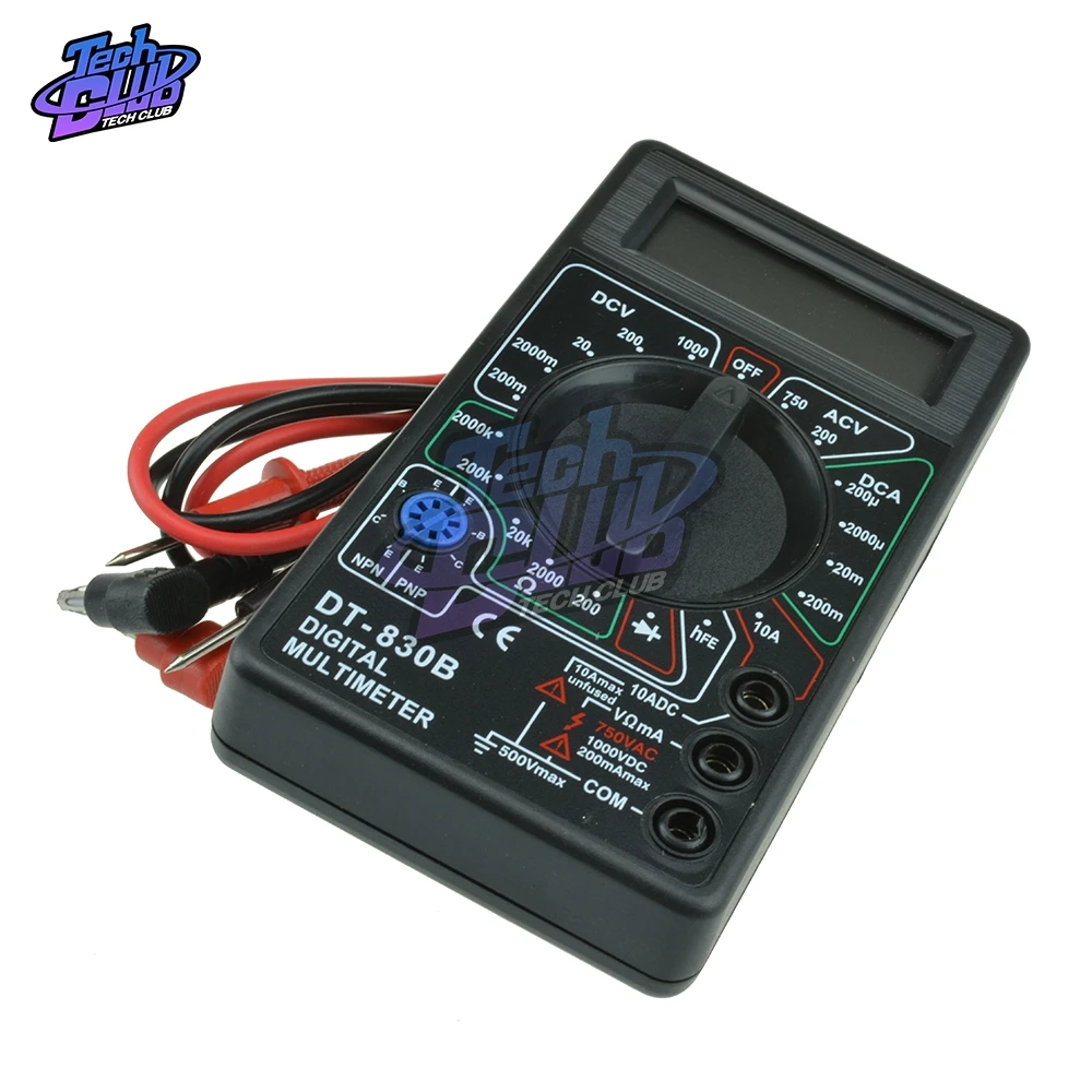 DT830B Mini Multimeter LCD Digital Multimetro for Volt AMP Ohm Tester Meter Voltmeter Ammeter Overload Protection with Probe
DT830B Mini Multimeter LCD Digital Multimetro for Volt AMP Ohm Tester Meter Voltmeter Ammeter Overload Protection with Probe