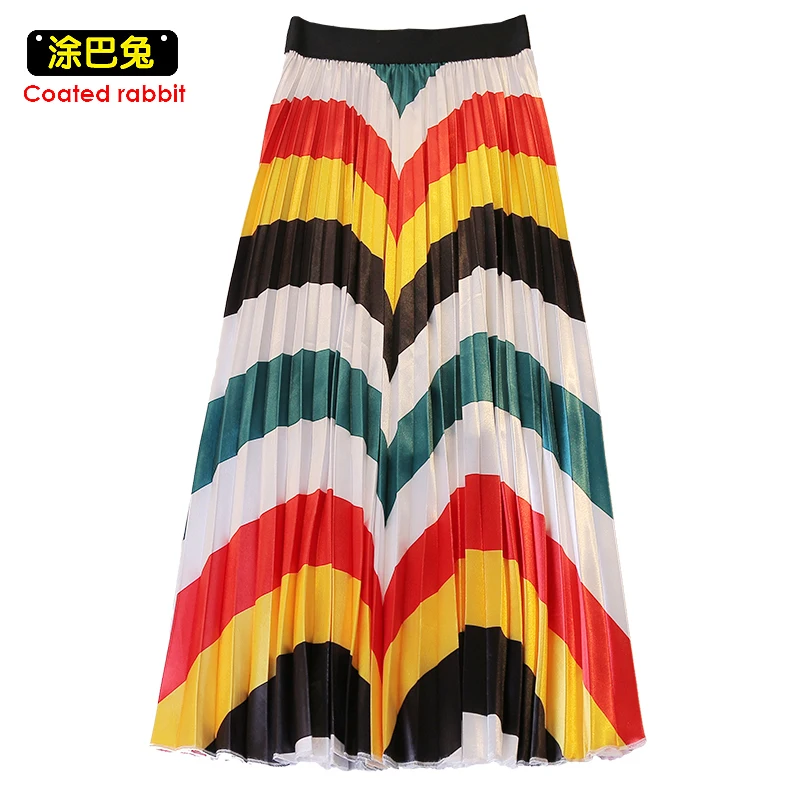 CR Spring New-Coming Color Matching Striped Pleated skirt High Street Style Mid-Calf Empire Soft Fashion Women Skirts
CR Spring New-Coming Color Matching Striped Pleated skirt High Street Style Mid-Calf Empire Soft Fashion Women Skirts