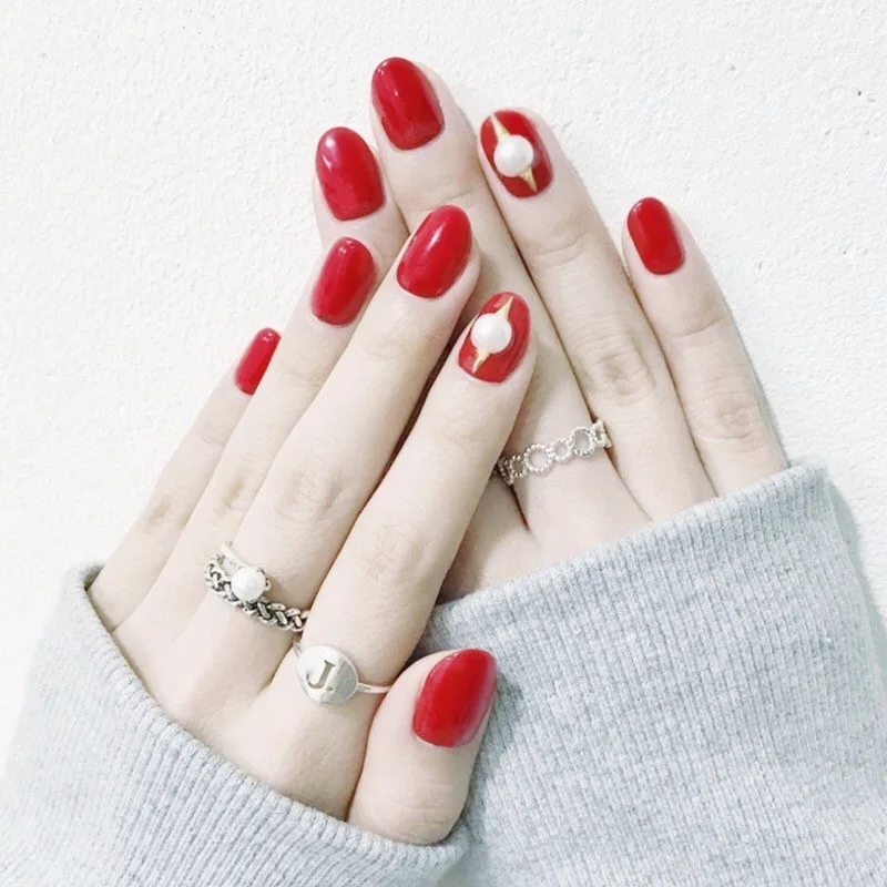 Pearl Festival Bride Flash Drill Round Head Beautiful Fake Nails Finished Wear Nail Patch
Pearl Festival Bride Flash Drill Round Head Beautiful Fake Nails Finished Wear Nail Patch