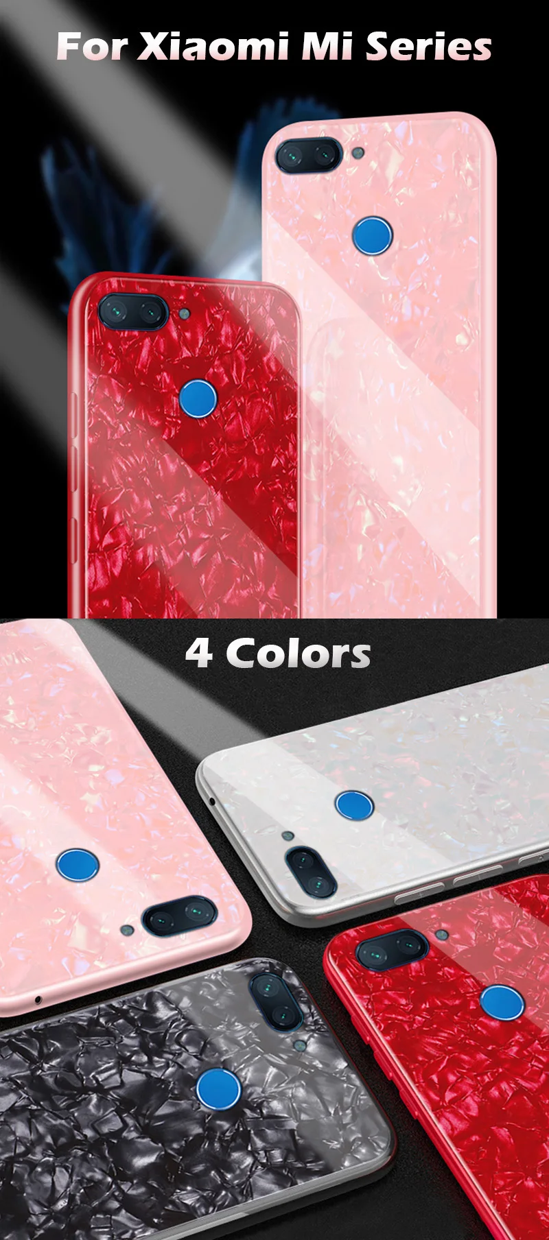 KXM1418_6_JONSNOW Tempered Glass Phone Case For Xiaomi Mi8 Lite Glossy Hard Back Cover Soft Silicone Edge for Mi 8 Lite Cases 6.26 inch