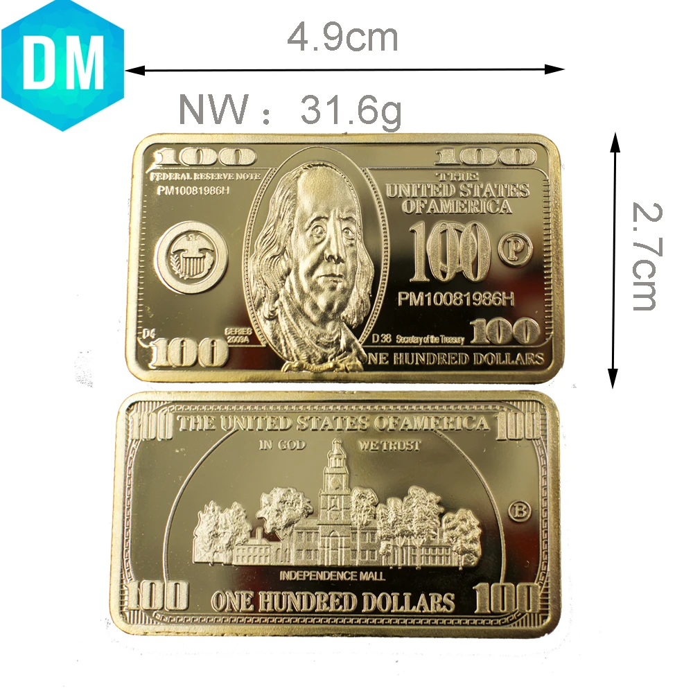 100 Dolar 24k Gold Bar American Metal Coin Golden Bars USD 100 Fake Money Ornament World Paper Money Replica Bar
100 Dolar 24k Gold Bar American Metal Coin Golden Bars USD 100 Fake Money Ornament World Paper Money Replica Bar