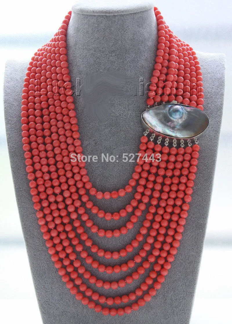 Wholesale shipping AAA 16"-23" 8row 7mm round pink coral beads necklace 925s mabe pearl clasp (A0325)
Wholesale shipping AAA 16"-23" 8row 7mm round pink coral beads necklace 925s mabe pearl clasp (A0325)