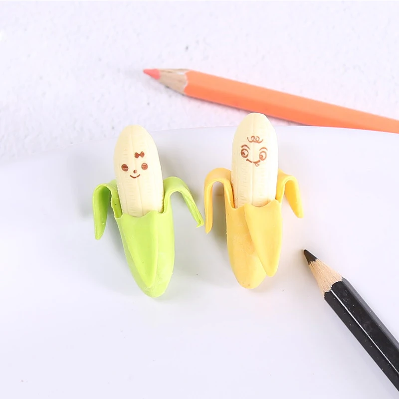 

2pcs/lot Expression Banana Eraser Students Learning Supplies Rubber Creative Cute Cartoon Eraser Stationery Prize Banana Eraser