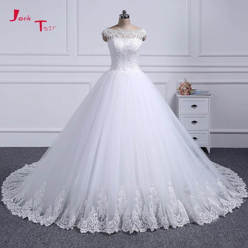 Jark Tozr 100% Real Photo Cap Sleeve Button Up Beading Sequin Princess Ball Gown Wedding Dress With Petticoat 2019 Casamento
Jark Tozr 100% Real Photo Cap Sleeve Button Up Beading Sequin Princess Ball Gown Wedding Dress With Petticoat 2019 Casamento