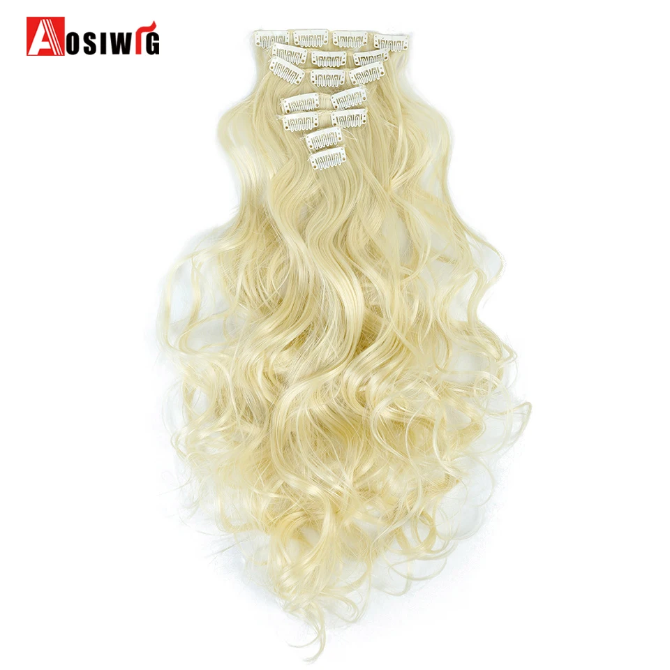 AOSIWIG 7pcs/set 16 Clips In Synthetic Long Curly Hair Extension 7 Colors On 24'' Hair Extensions Heat Resistant Hairpiece
AOSIWIG 7pcs/set 16 Clips In Synthetic Long Curly Hair Extension 7 Colors On 24'' Hair Extensions Heat Resistant Hairpiece