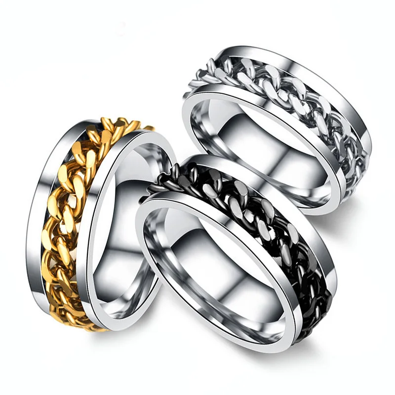 3 Colors Chain Rotation Stainless Steel Men Ring Male Finger Ring Fashion Jewelry
3 Colors Chain Rotation Stainless Steel Men Ring Male Finger Ring Fashion Jewelry
