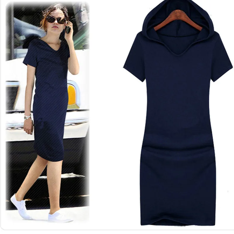 Free Shipping Plus Size S-6XL 2016 New Fashion Causal Long Knee length Dress Summer Cotton Stretch Dress WIth A hood For Women
Free Shipping Plus Size S-6XL 2016 New Fashion Causal Long Knee length Dress Summer Cotton Stretch Dress WIth A hood For Women