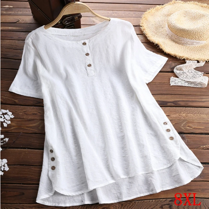 Large size women's shirt plus size 4XL 5XL 6XL 7XL 8XL summer female round neck casual short sleeve loose irregular hem top
Large size women's shirt plus size 4XL 5XL 6XL 7XL 8XL summer female round neck casual short sleeve loose irregular hem top