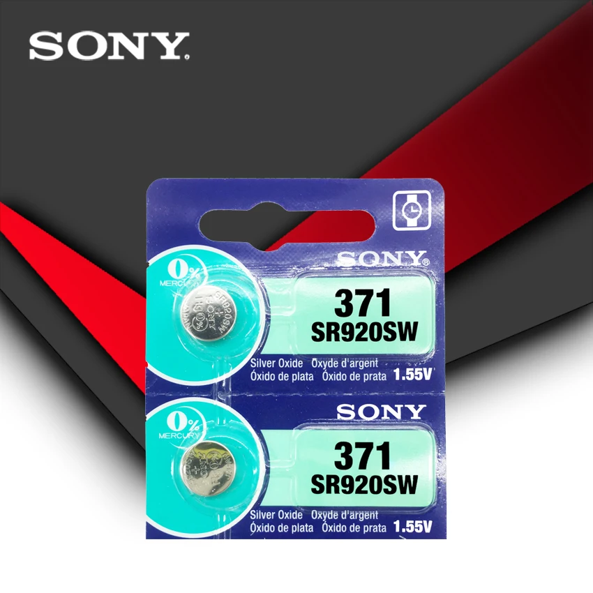 2pcs Sony 100% Original 371 SR920SW 920 1.55V Watch Battery SR920SW 371 Button Coin Cell MADE IN JAPAN
2pcs Sony 100% Original 371 SR920SW 920 1.55V Watch Battery SR920SW 371 Button Coin Cell MADE IN JAPAN