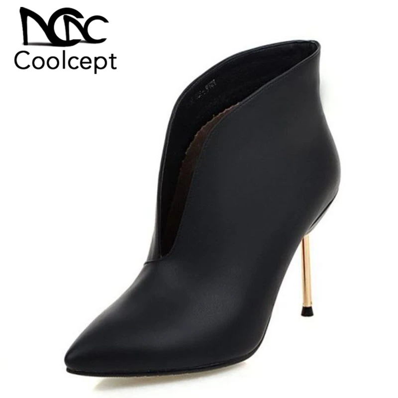 Coolcept Sexy Women High Heel Boots Pointed Toe Solid Color Thin Heel Ankle Boots Warm Winter Shoes Women Footwear Size 32-43
Coolcept Sexy Women High Heel Boots Pointed Toe Solid Color Thin Heel Ankle Boots Warm Winter Shoes Women Footwear Size 32-43