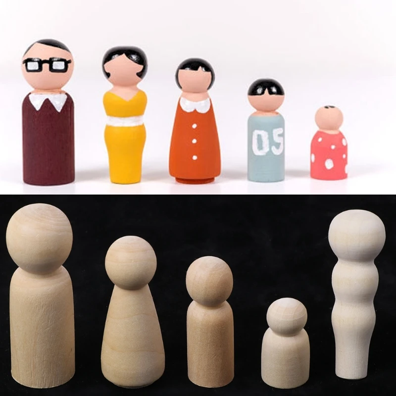 5Pcs Famliy Five People Wooden Peg Dolls Unfinished DIY Wood Art Craft For Paint Stain
5Pcs Famliy Five People Wooden Peg Dolls Unfinished DIY Wood Art Craft For Paint Stain