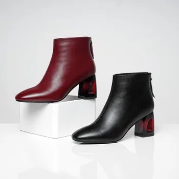 GPOKHDS 2019 women ankle boots soft Cow leather winter short plush zippers wine red color square toe high heels boots size 43
GPOKHDS 2019 women ankle boots soft Cow leather winter short plush zippers wine red color square toe high heels boots size 43