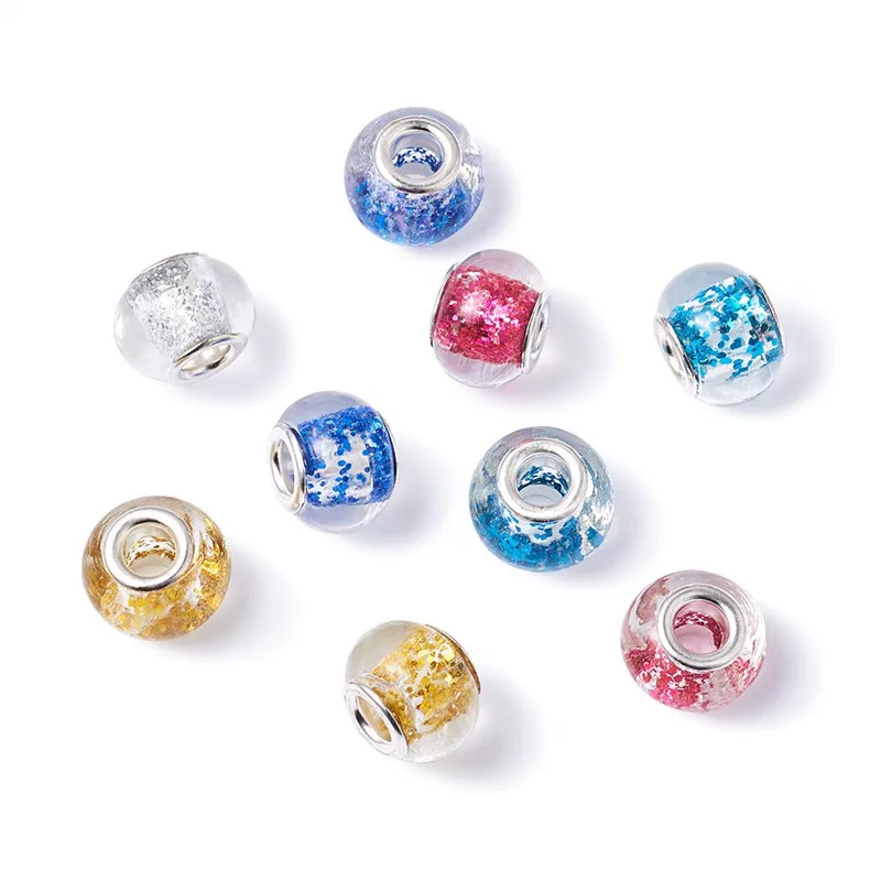 50Pcs Assorted Color Glitter Big Hole Rondelle Beads Fit European Beads Spacer Pandora Bracelet DIY Necklace For Jewelry Making
50Pcs Assorted Color Glitter Big Hole Rondelle Beads Fit European Beads Spacer Pandora Bracelet DIY Necklace For Jewelry Making