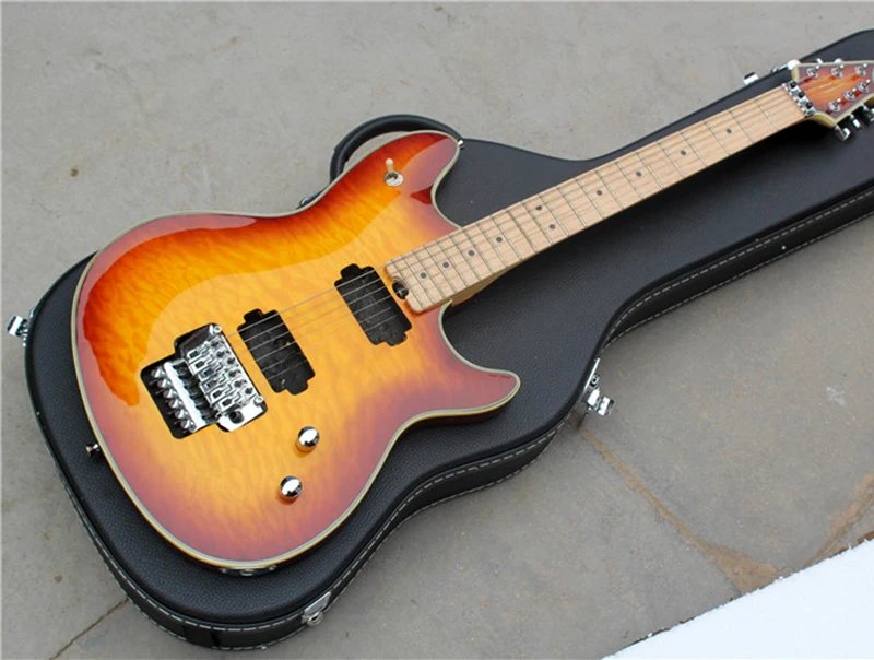 Tremolo Electric Guitar with a Black Hardcase,Maple Fretboard,Chrome Hardware,Flame Maple Veneer,offering customized services
Tremolo Electric Guitar with a Black Hardcase,Maple Fretboard,Chrome Hardware,Flame Maple Veneer,offering customized services
