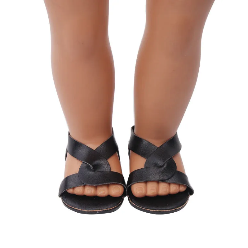 Dolls shoes American Summer Sandal PU shoe baby toys fit 18 inch Girl and 43 cm baby doll accessories (15)