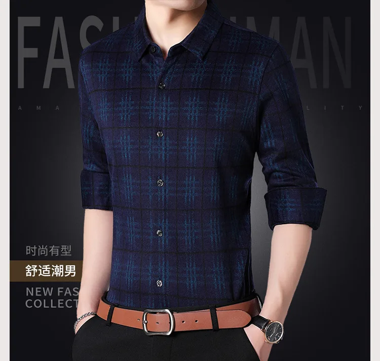 2019 autumn and winter new brand men's classic plaid men's lapel shading shirt wool shirt male 0517YXW
2019 autumn and winter new brand men's classic plaid men's lapel shading shirt wool shirt male 0517YXW