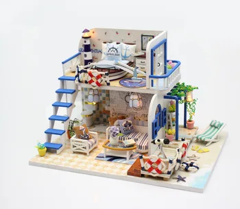Wooden Miniature Doll House Hand Assembled Creative DIYFurniture Kits Model Toys Valentine's Day Gift Blue Coast
Wooden Miniature Doll House Hand Assembled Creative DIYFurniture Kits Model Toys Valentine's Day Gift Blue Coast