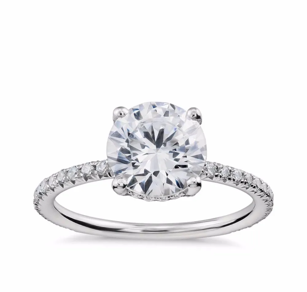 Romantic 18K white gold ring with 6.5mm round moissanites gem stone halo ring au750 ring
Romantic 18K white gold ring with 6.5mm round moissanites gem stone halo ring au750 ring