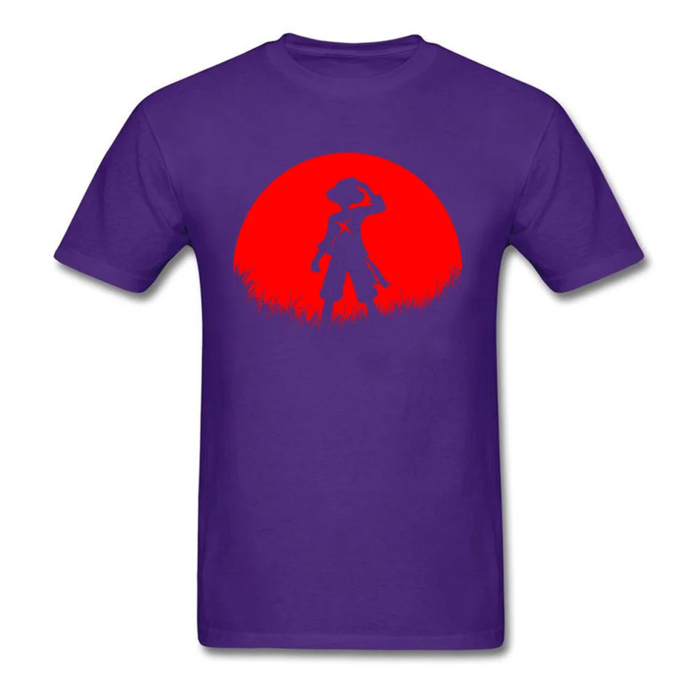 Street T-Shirt New Arrival Round Neck Red Moon Straw hat 100% Cotton Man Tops Shirts Classic Short Sleeve T Shirts Red Moon Straw hat purple