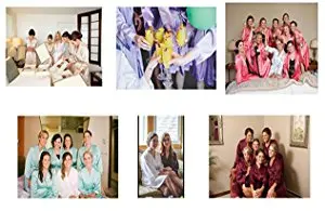 Women Silk Satin Short Night Robe Solid Kimono Robe Fashion Bath Robe Sexy Bathrobe Peignoir Femme Wedding Bride Bridesmaid Robe 146