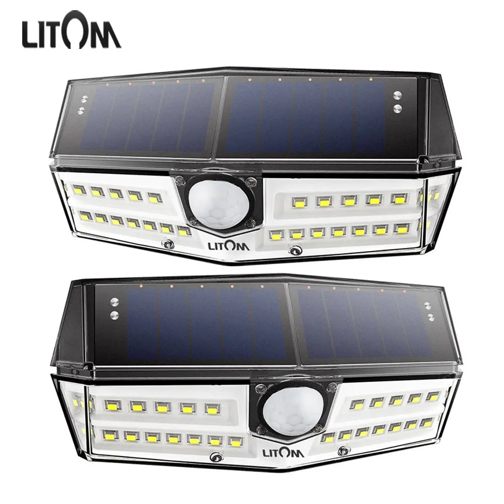 2 Pack LITOM 30 LED Solar Light Wall Lamp Outdoor Garden Motion Sensor IP67 Waterproof Super Bright Security Light Luces Solares 
2 Pack LITOM 30 LED Solar Light Wall Lamp Outdoor Garden Motion Sensor IP67 Waterproof Super Bright Security Light Luces Solares