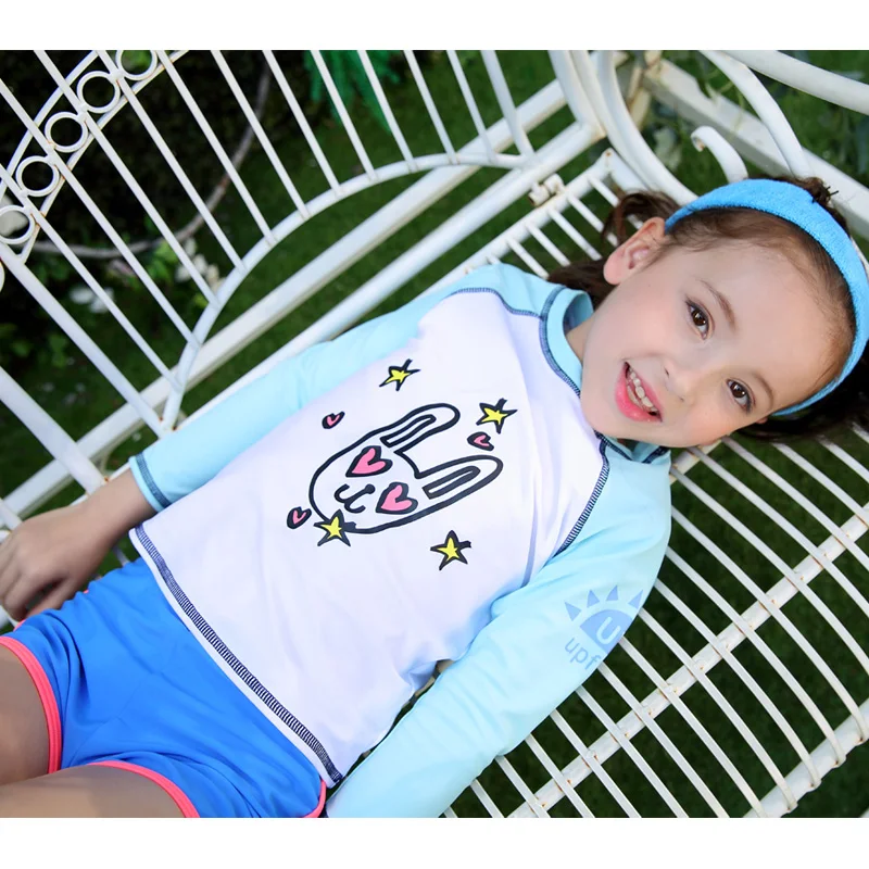 Girls Long Sleeve Swimsuit UPF 50+ Rashguard 3-10 Years Set of 3 piece Kids Swimming Suit Swimwear Blue White Shirt Shorts Cap
Girls Long Sleeve Swimsuit UPF 50+ Rashguard 3-10 Years Set of 3 piece Kids Swimming Suit Swimwear Blue White Shirt Shorts Cap