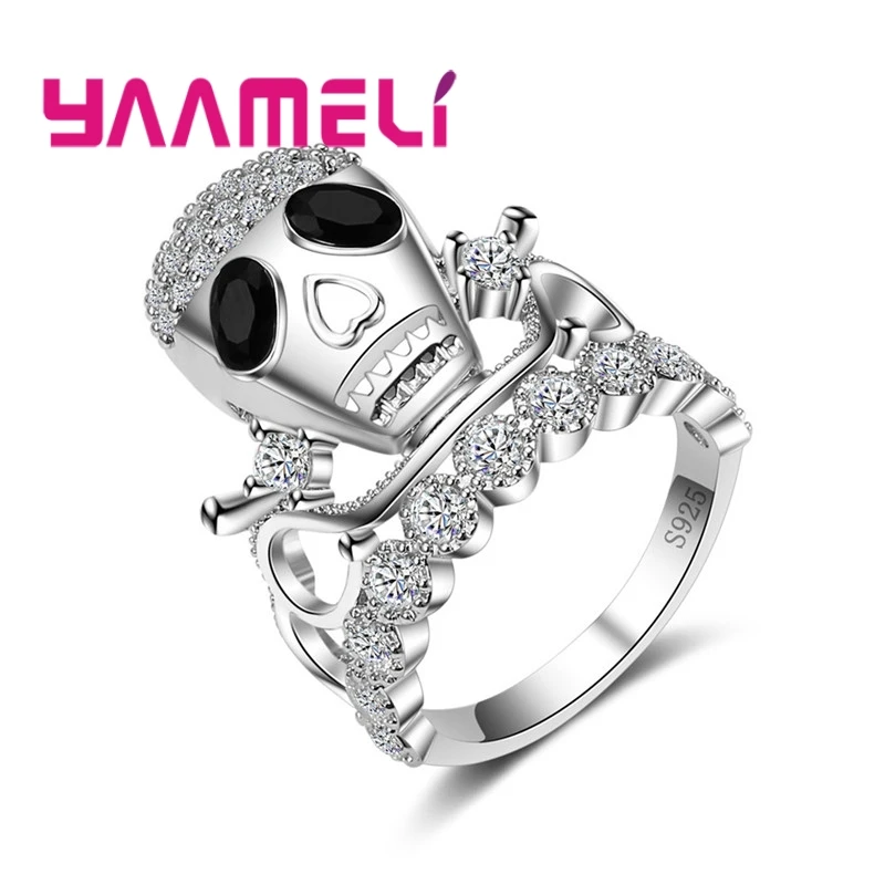 Фото Мужское Винтажное кольцо с черепом классическое в стиле панк из стерлингового