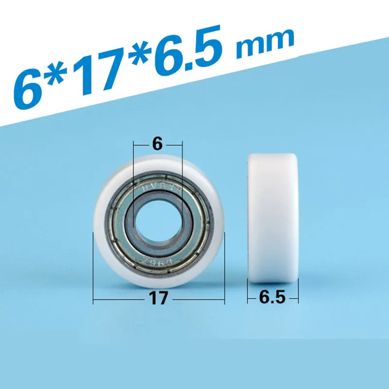 10pcs 6*17*6.5mm 696zz bearing nylon wheel guide wheel miniature mute wheel for drawer/showcase/door and window
10pcs 6*17*6.5mm 696zz bearing nylon wheel guide wheel miniature mute wheel for drawer/showcase/door and window